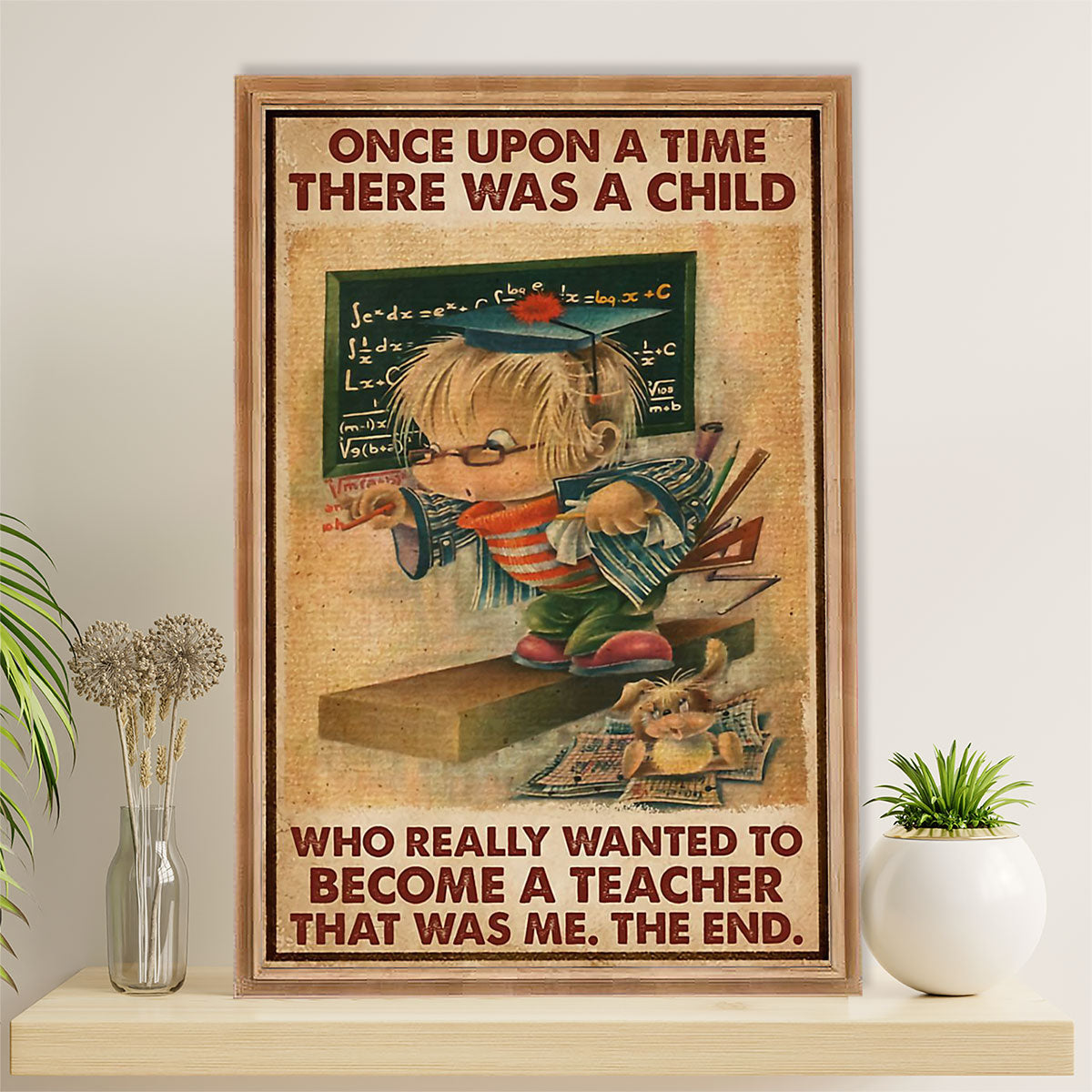 Teacher Classroom Poster | Child Wanted To Become A Teacher | Wall Art Back To School Gift for Teacher