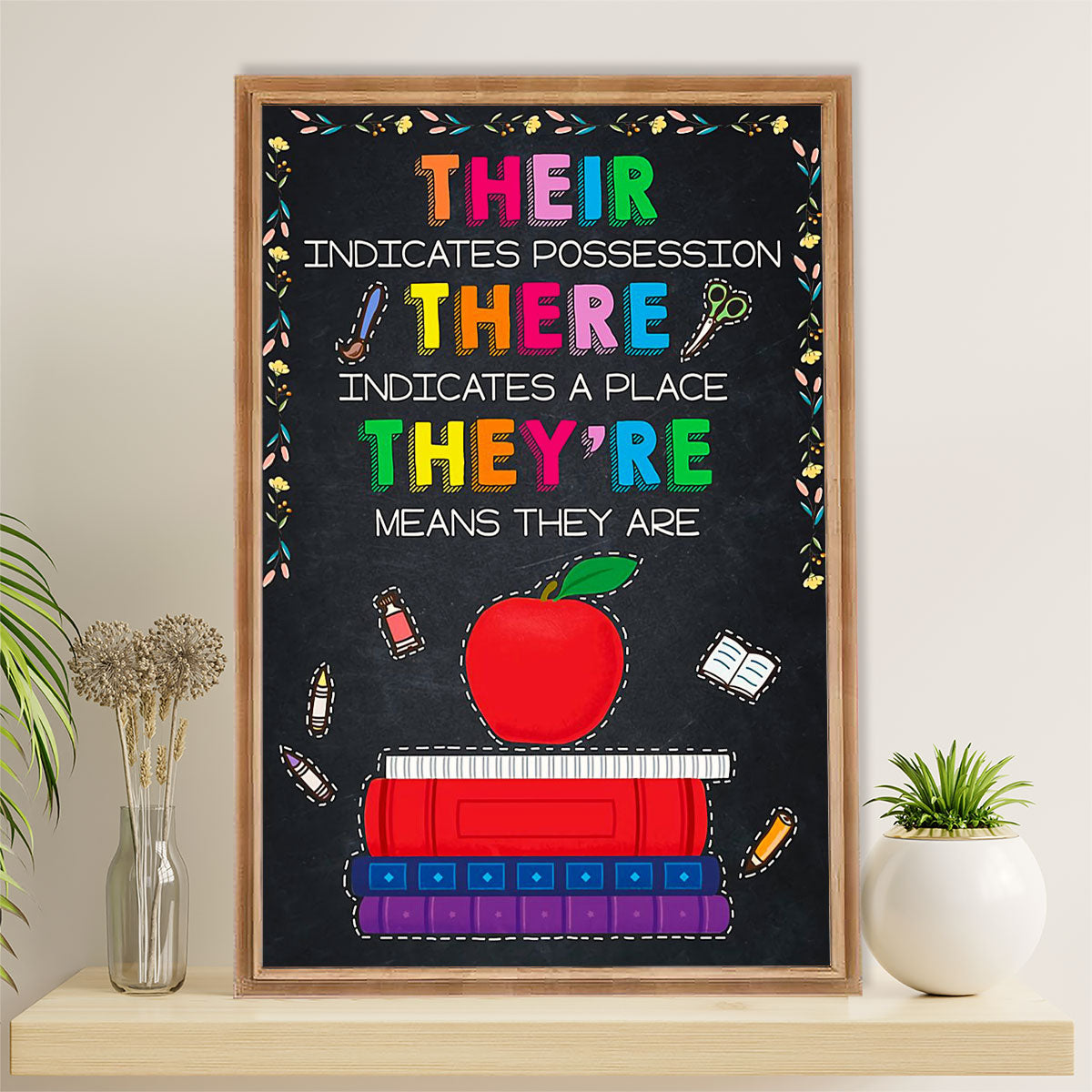 Teacher Classroom Canvas Wall Art | Their Indicates Possession | Back To School Gift for Teacher