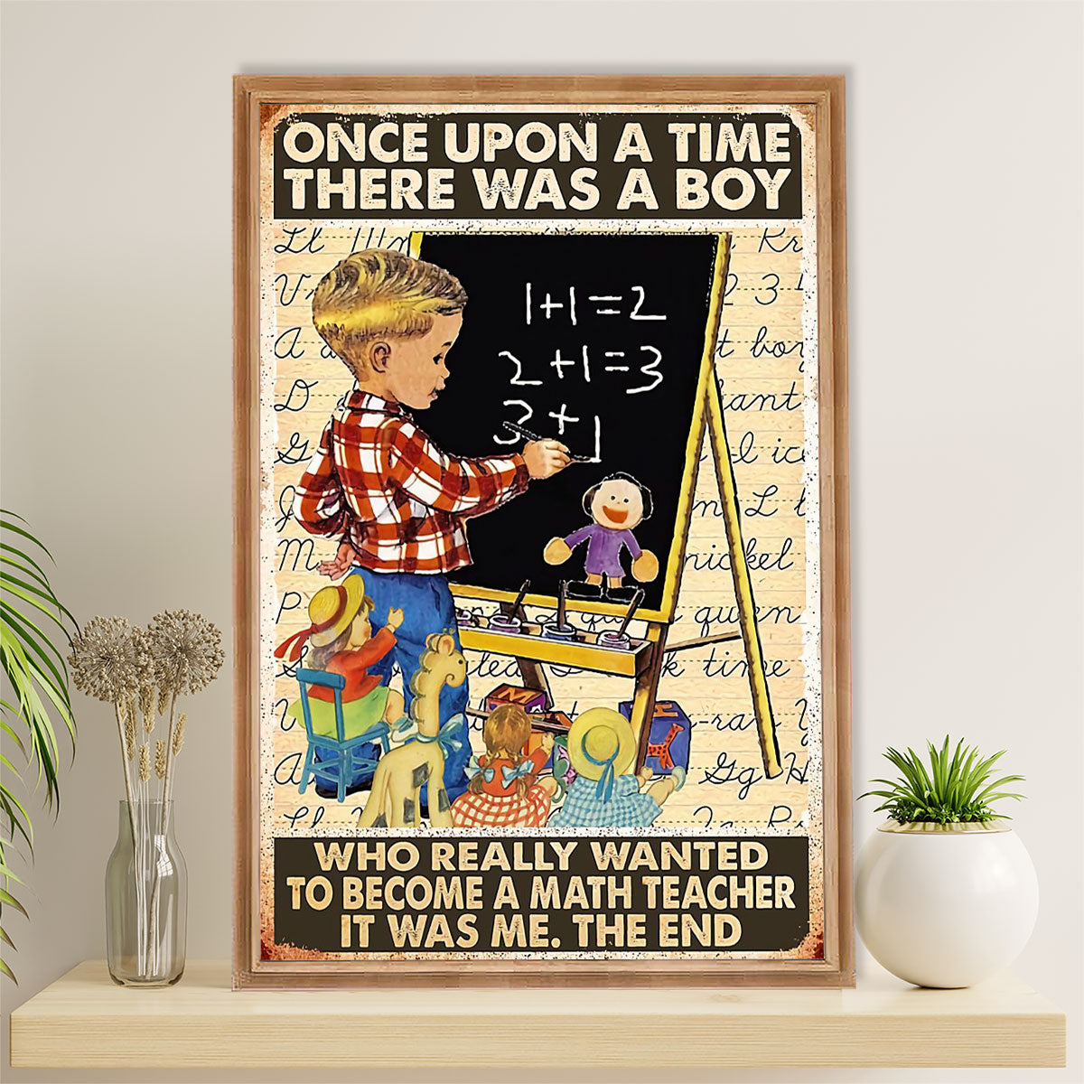Teacher Classroom Canvas Wall Art | Boy Wanted To Become A Math Teacher | Back To School Gift for Teacher