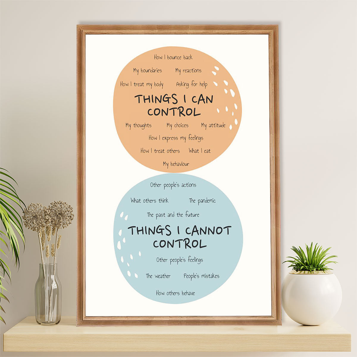 Teacher Classroom Canvas Wall Art | Things I Can Control & Cannot Control | Back To School Gift for Teacher