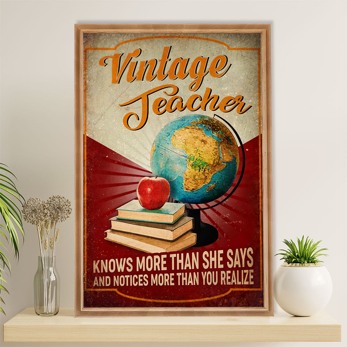 Teacher Classroom Poster | Vintage Teacher | Wall Art Back To School Gift for Teacher