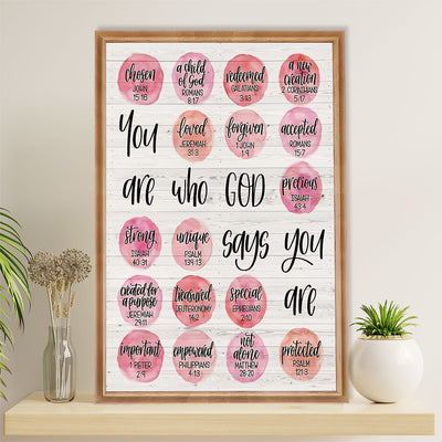 Teacher Classroom Poster | You Are Who GOD Says You Are | Wall Art Back To School Gift for Teacher
