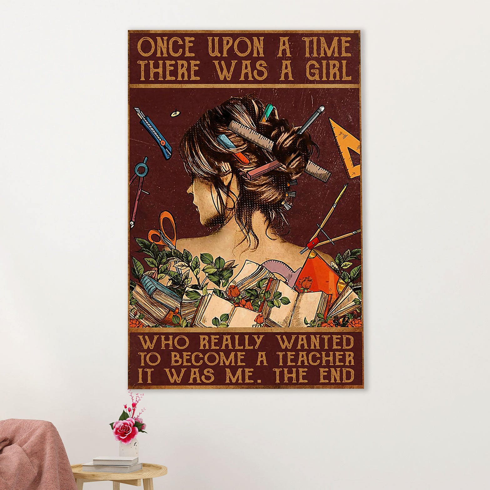 Teacher Classroom Poster | Girl Become A Teacher | Wall Art Back To School Gift for Teacher