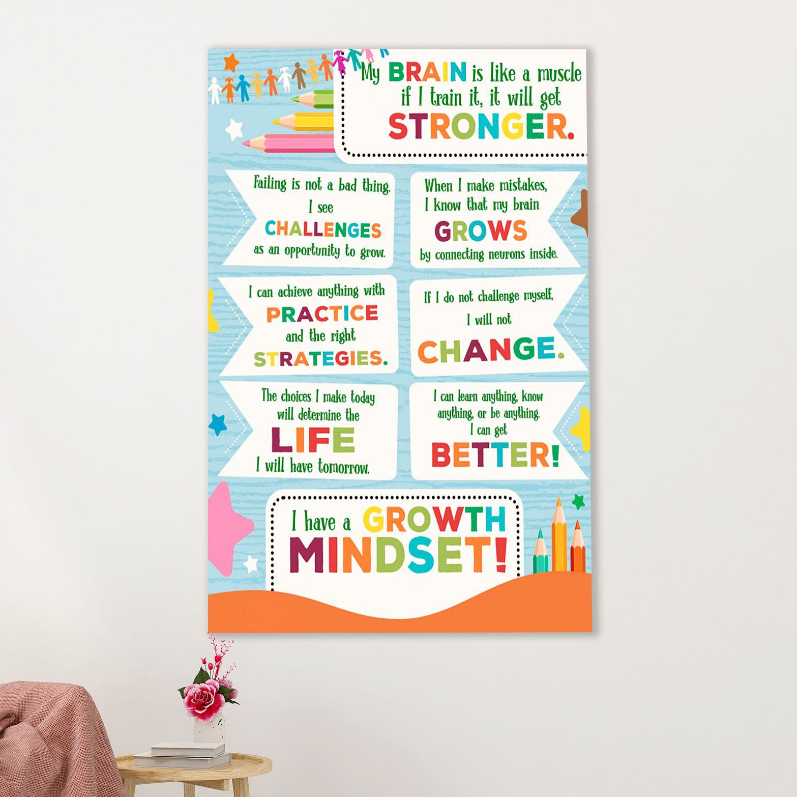Teacher Classroom Canvas Wall Art | Growth Mindset | Back To School Gift for Teacher