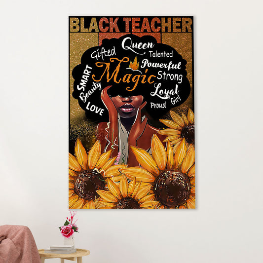 Teacher Classroom Canvas Wall Art | Black Teacher Black Pride | Back To School Gift for Teacher