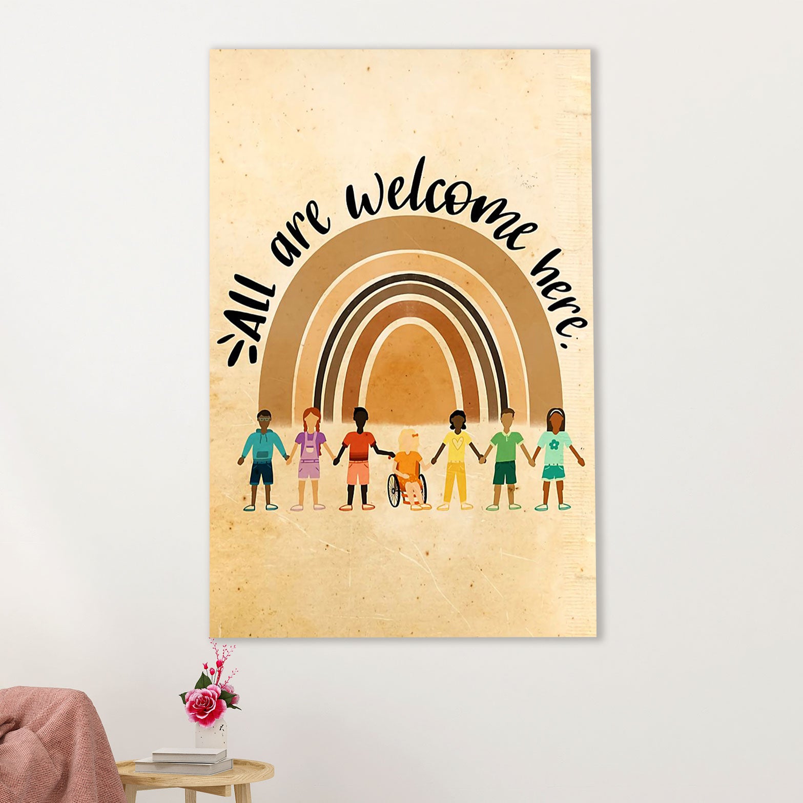 Teacher Classroom Canvas Wall Art | All Are Welcome Here | Back To School Gift for Teacher