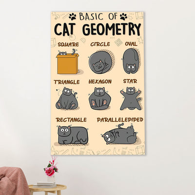 Teacher Classroom Canvas Wall Art | Basic Of Cat Geometry | Back To School Gift for Teacher