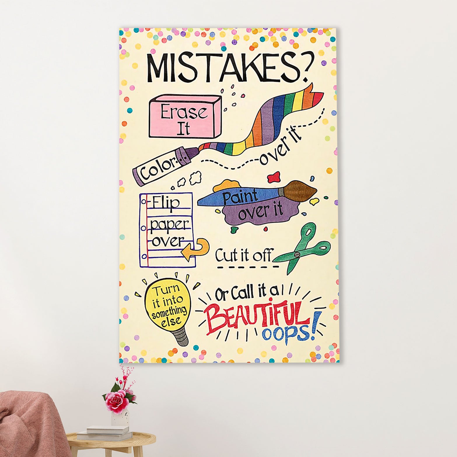 Teacher Classroom Canvas Wall Art | Mistakes | Back To School Gift for Teacher