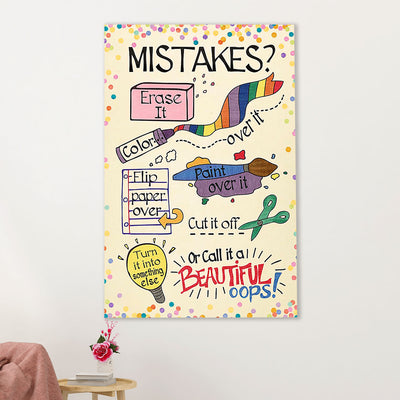 Teacher Classroom Canvas Wall Art | Mistakes | Back To School Gift for Teacher
