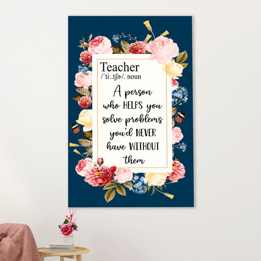 Teacher Classroom Canvas Wall Art | Teacher Definition | Back To School Gift for Teacher