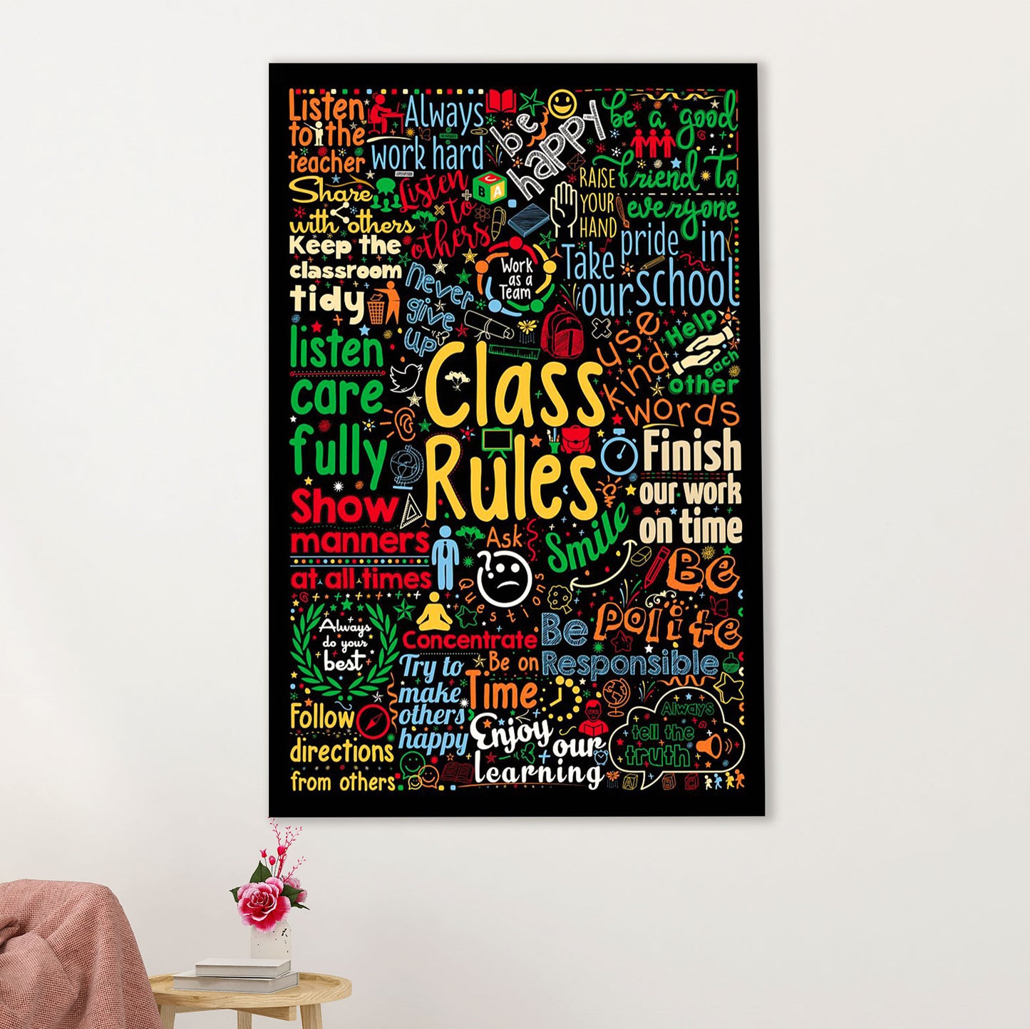 Teacher Classroom Poster | Class Rules | Wall Art Back To School Gift for Teacher