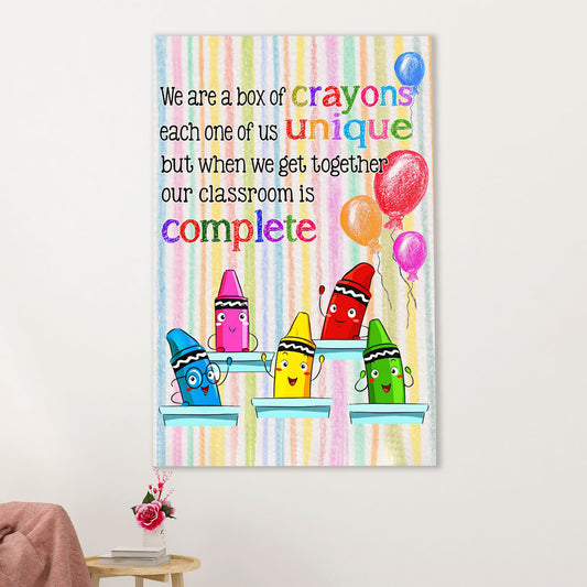 Teacher Classroom Canvas Wall Art | Box Of Crayons | Back To School Gift for Teacher
