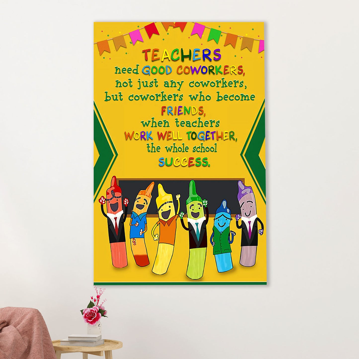 Teacher Classroom Canvas Wall Art | Teachers Need Good Coworkers | Back To School Gift for Teacher