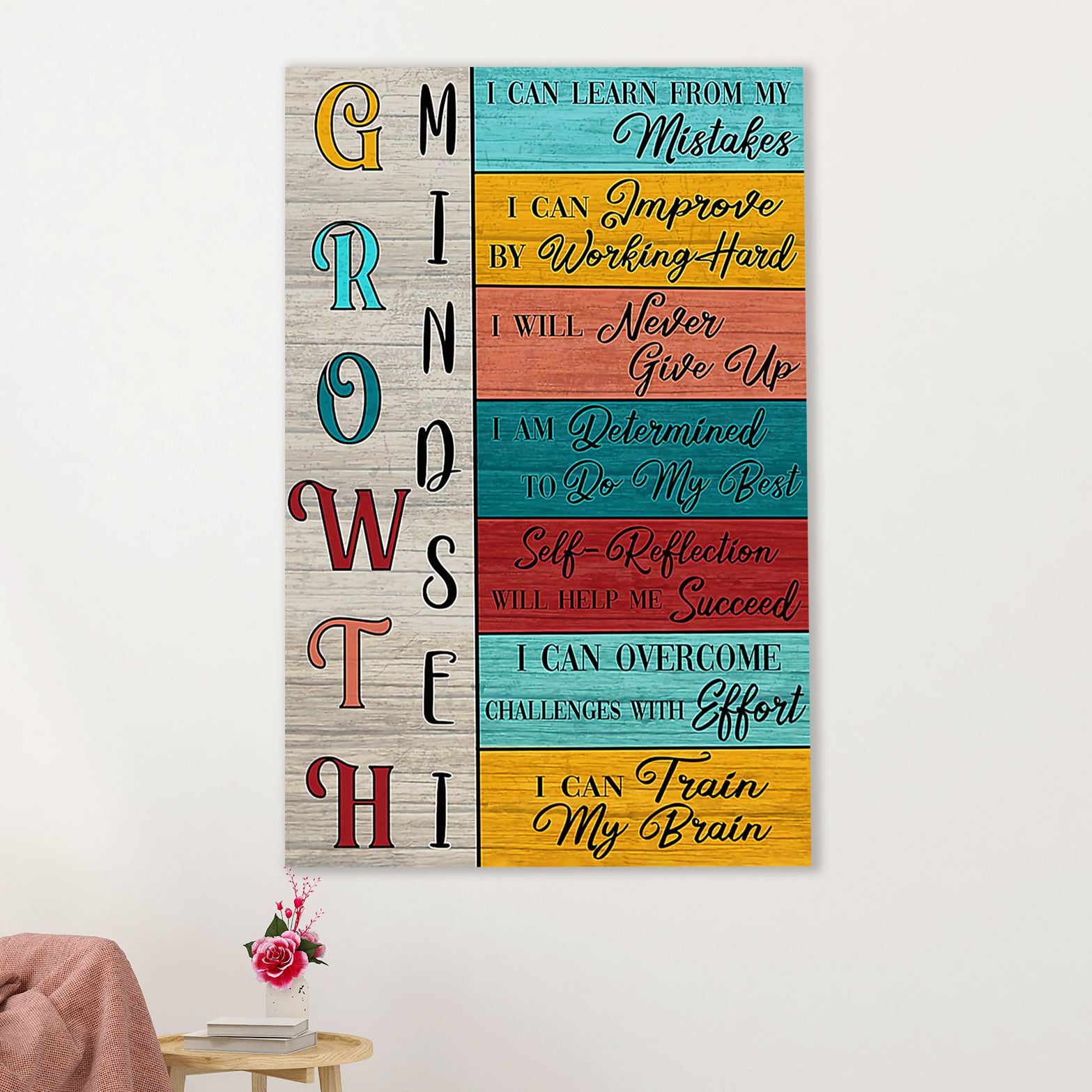 Teacher Classroom Canvas Wall Art | Growth Mindset | Back To School Gift for Teacher
