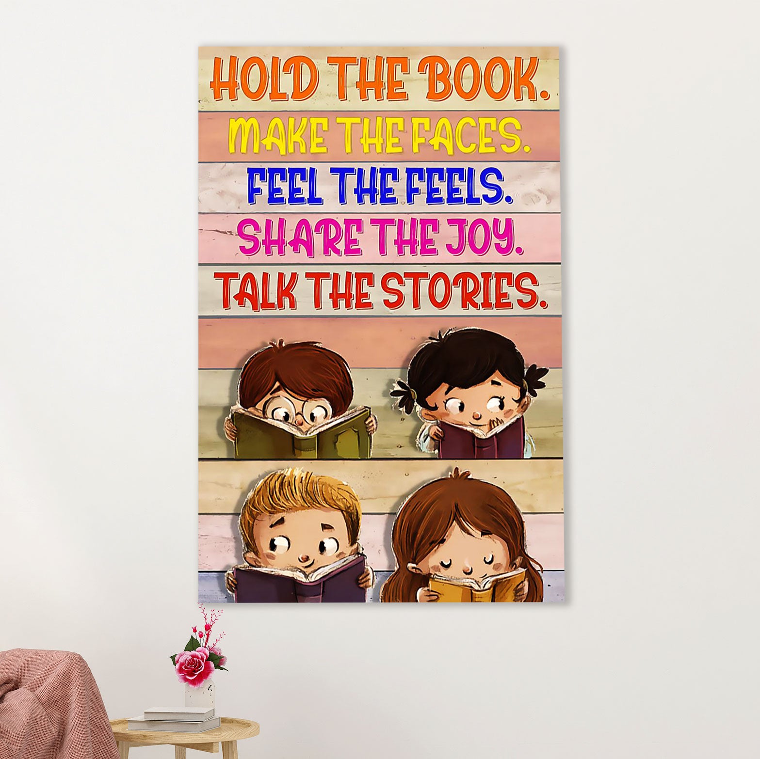 Teacher Classroom Canvas Wall Art | Hold The Book | Back To School Gift for Teacher