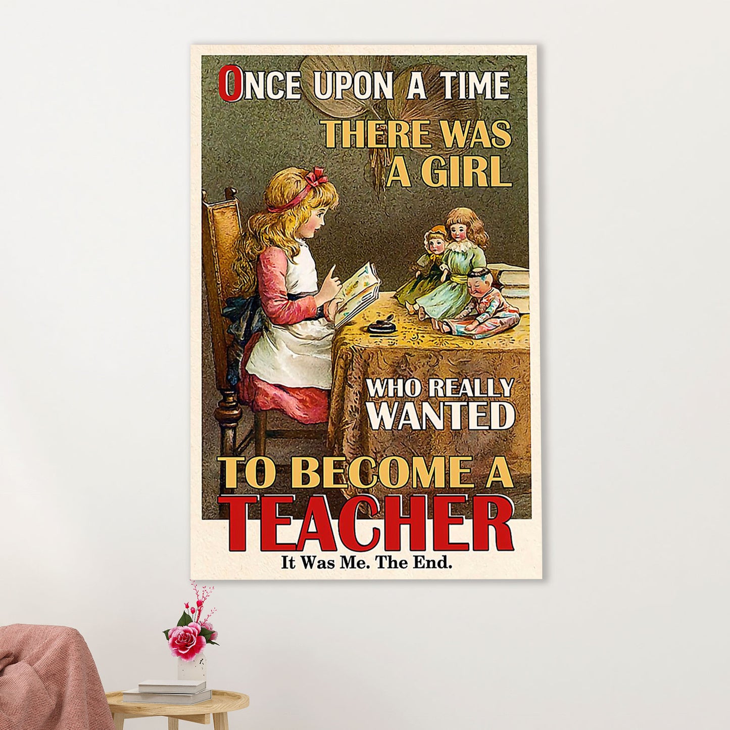 Teacher Classroom Poster | Girl Wanted To Become A Teacher | Wall Art Back To School Gift for Teacher