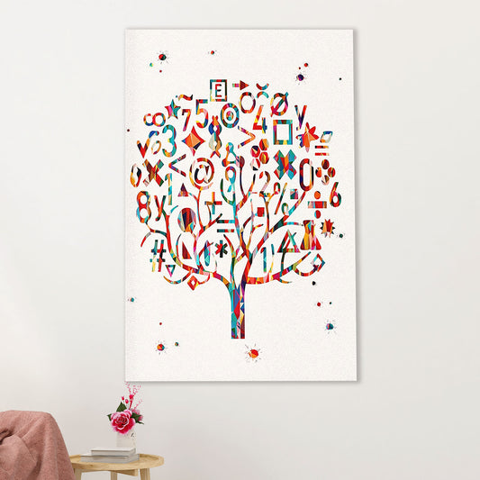 Teacher Classroom Canvas Wall Art | Math Equations Tree | Back To School Gift for Teacher