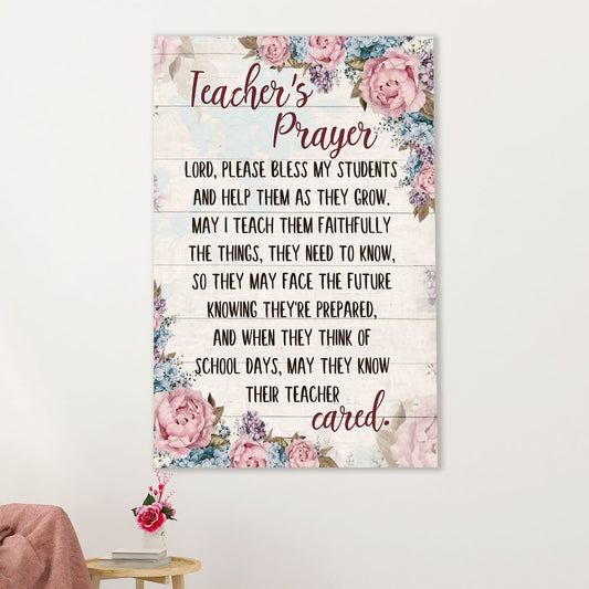 Teacher Classroom Canvas Wall Art | Teacher's Prayer | Back To School Gift for Teacher