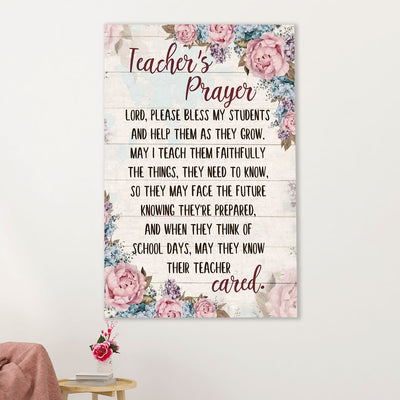 Teacher Classroom Poster | Teacher's Prayer | Wall Art Back To School Gift for Teacher