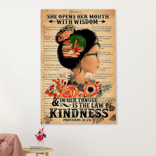 Teacher Classroom Canvas Wall Art | She Opens Her Mouth With Wisdom | Back To School Gift for Teacher