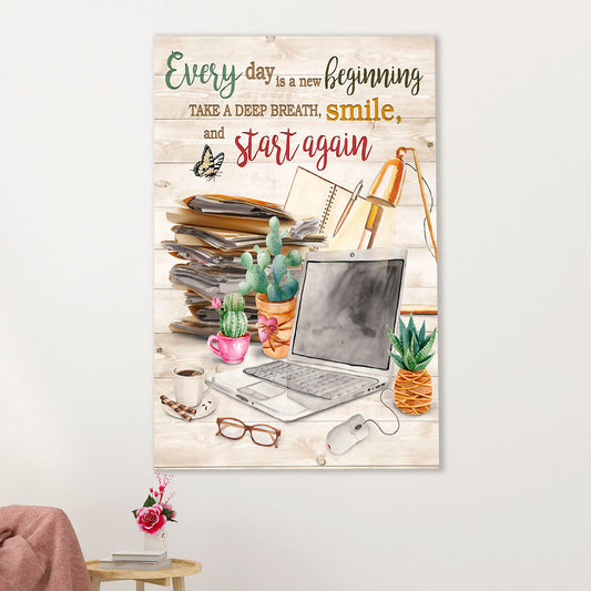 Teacher Classroom Canvas Wall Art | Everyday Is A New Beginning | Back To School Gift for Teacher