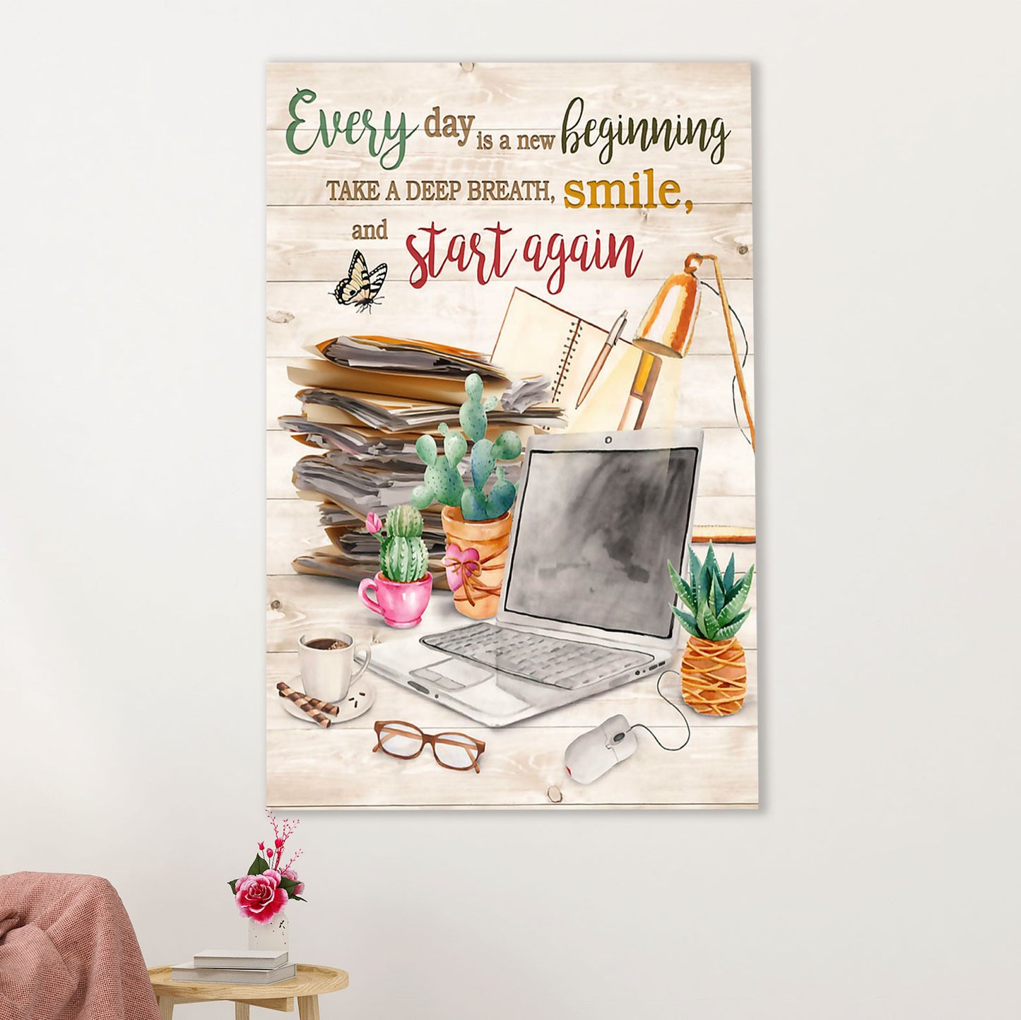 Teacher Classroom Poster | Everyday Is A New Beginning | Wall Art Back To School Gift for Teacher