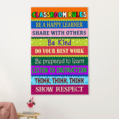 Teacher Classroom Canvas Wall Art | Classroom Rules | Back To School Gift for Teacher