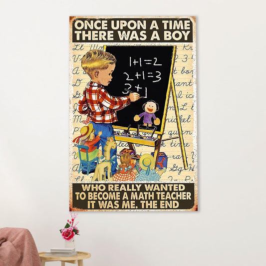 Teacher Classroom Canvas Wall Art | Boy Wanted To Become A Math Teacher | Back To School Gift for Teacher