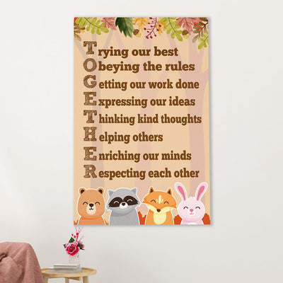 Teacher Classroom Poster | Animals Friends Together | Wall Art Back To School Gift for Teacher