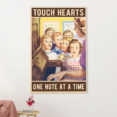 Teacher Classroom Poster | Touch Hearts One Note At A Time | Wall Art Back To School Gift for Teacher