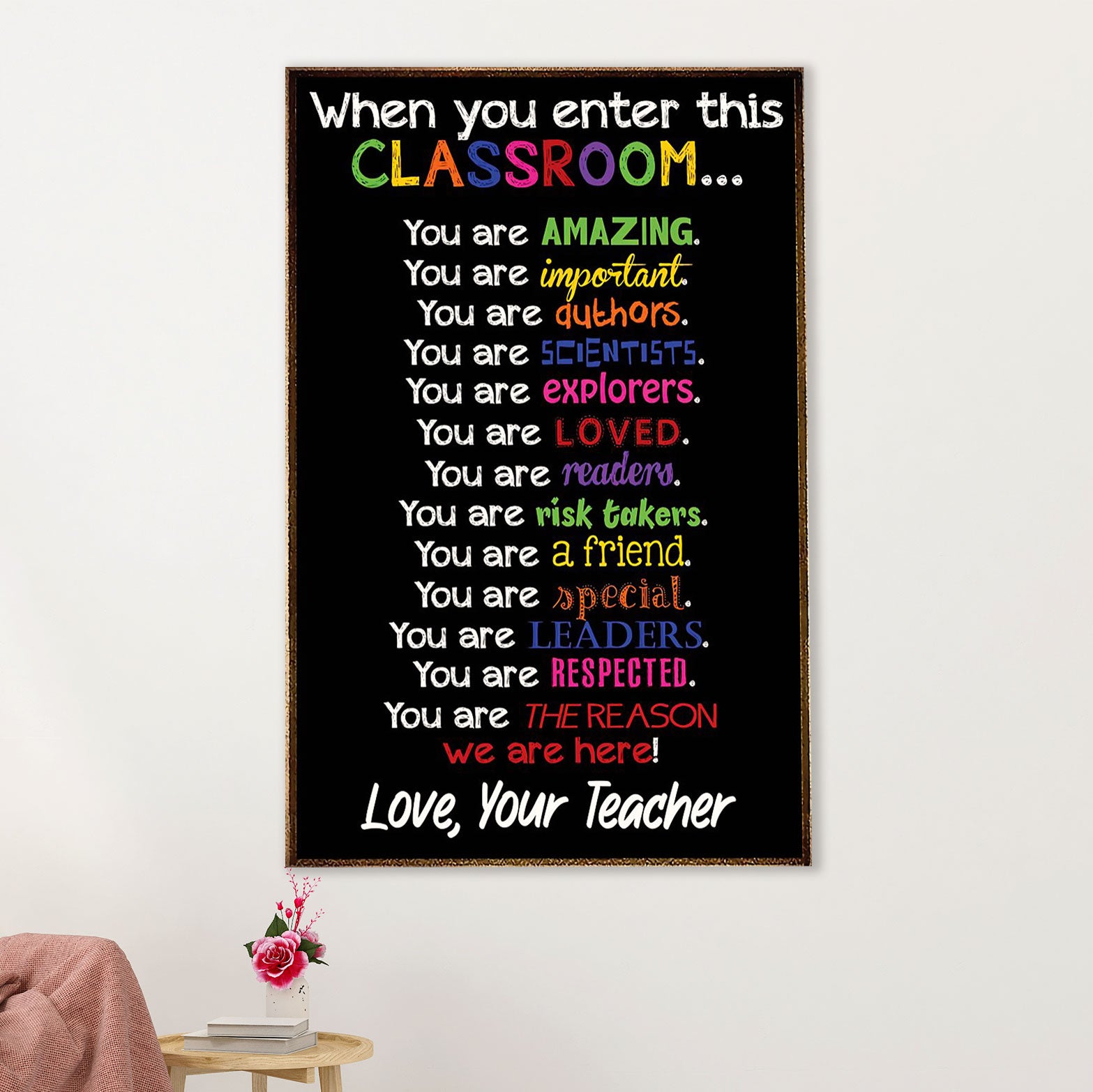 Teacher Classroom Canvas Wall Art | From Teacher To Student | Back To School Gift for Teacher