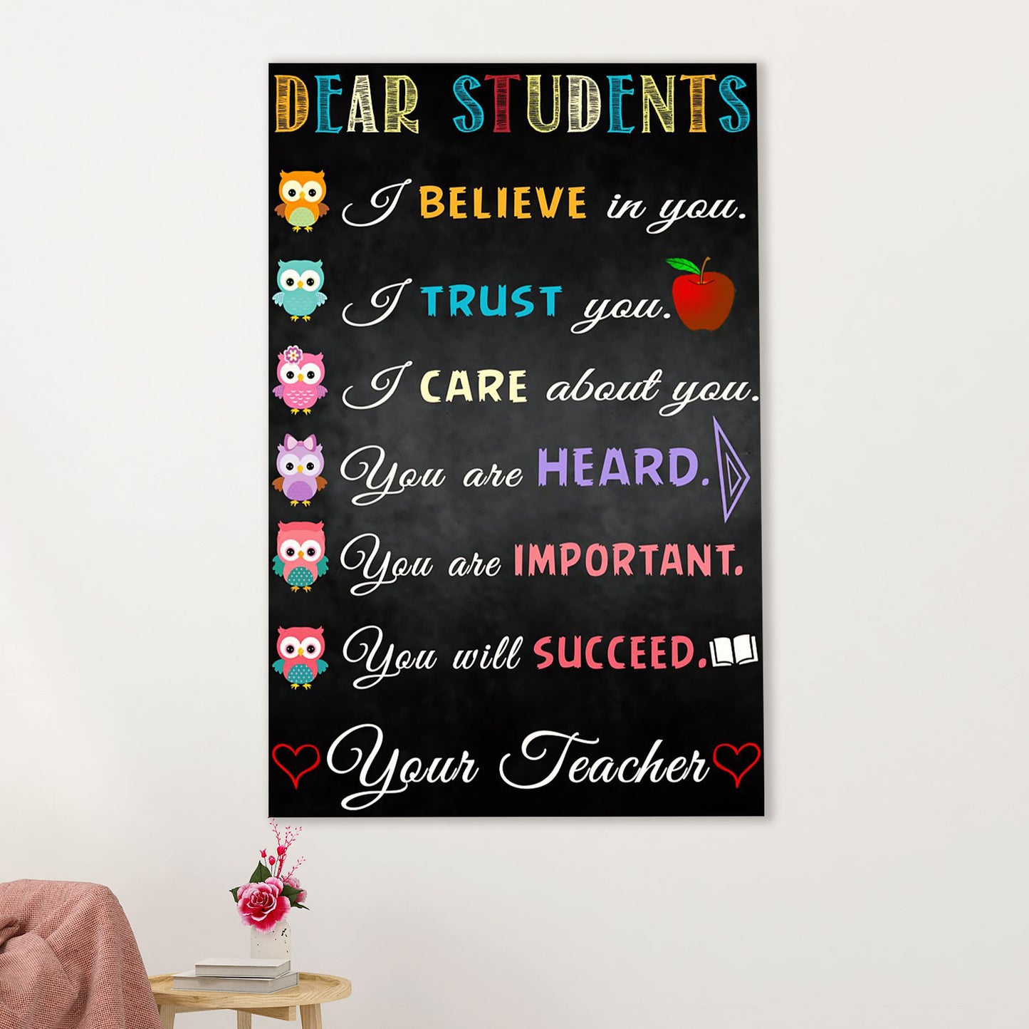 Teacher Classroom Poster | From Teacher to Students | Wall Art Back To School Gift for Teacher