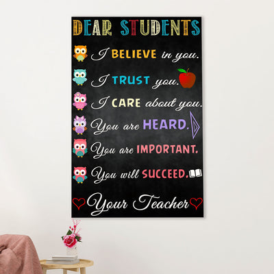 Teacher Classroom Poster | From Teacher to Students | Wall Art Back To School Gift for Teacher