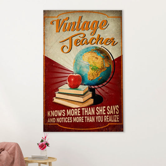 Teacher Classroom Canvas Wall Art | Vintage Teacher | Back To School Gift for Teacher