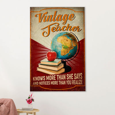 Teacher Classroom Poster | Vintage Teacher | Wall Art Back To School Gift for Teacher
