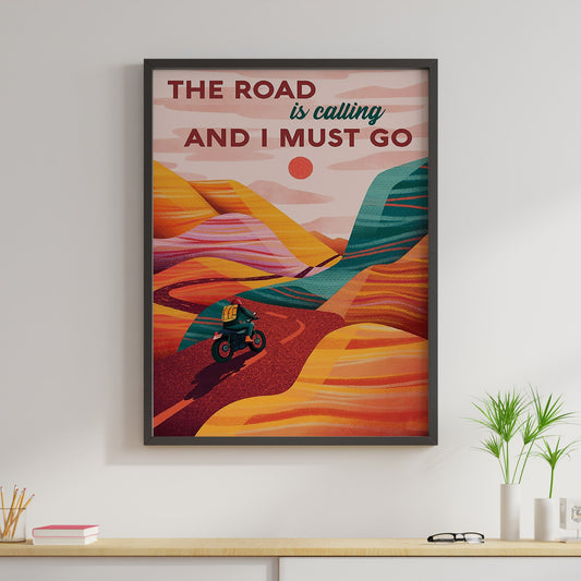 Motorcycle Canvas Prints The Road Is Calling And I Must Go Vintage Wall Art Gifts Vintage Home Wall Decor Canvas - Mostsuit