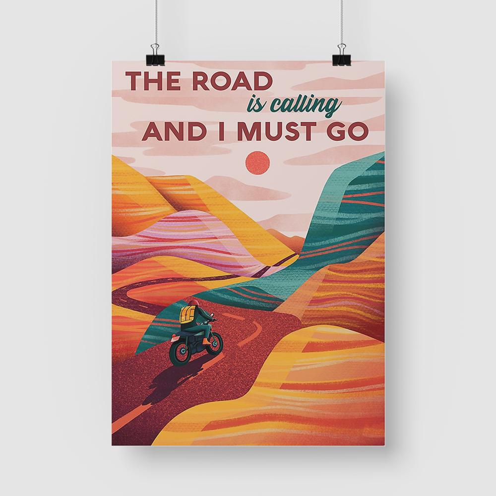 Motorcycle Canvas Prints The Road Is Calling And I Must Go Vintage Wall Art Gifts Vintage Home Wall Decor Canvas - Mostsuit
