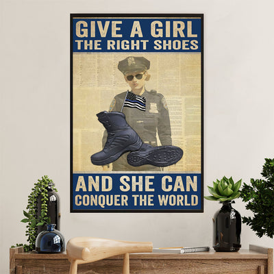 Police Officer Canvas Wall Art | Girl Police | Gift for Policeman