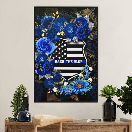 Police Officer Poster | Back The Blue American | Wall Art Gift for Policeman