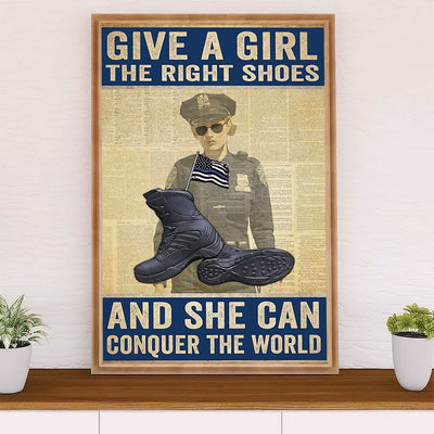 Police Officer Canvas Wall Art | Girl Police | Gift for Policeman