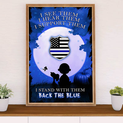 Police Officer Canvas Wall Art | Back The Blue | Gift for Policeman