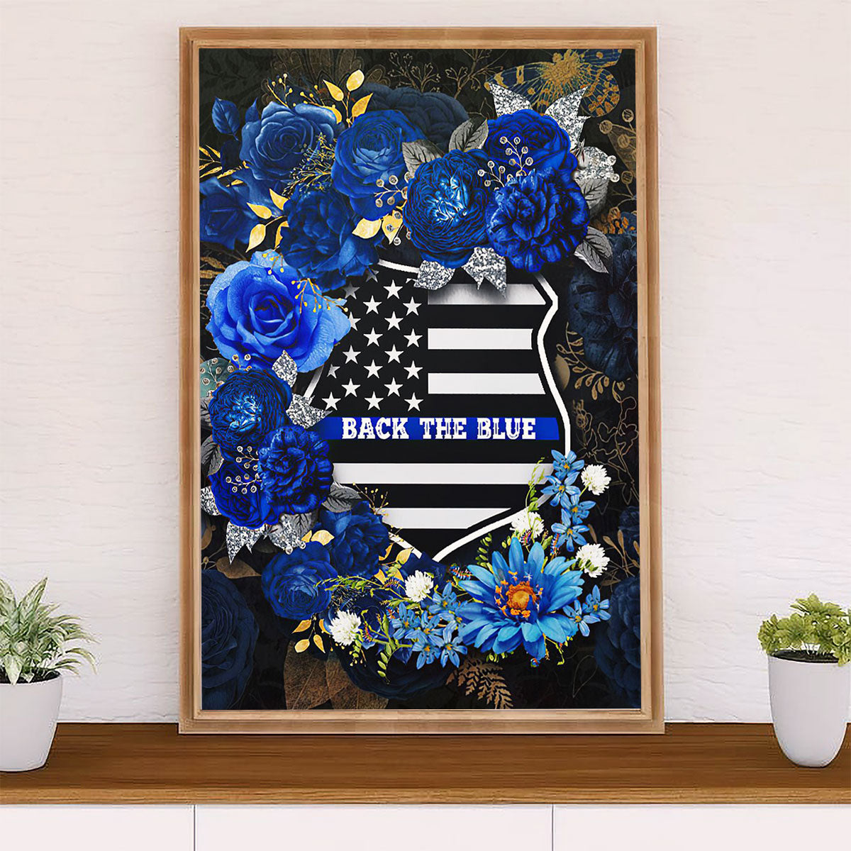 Police Officer Poster | Back The Blue American | Wall Art Gift for Policeman