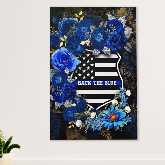 Police Officer Canvas Wall Art | Back The Blue American | Gift for Policeman