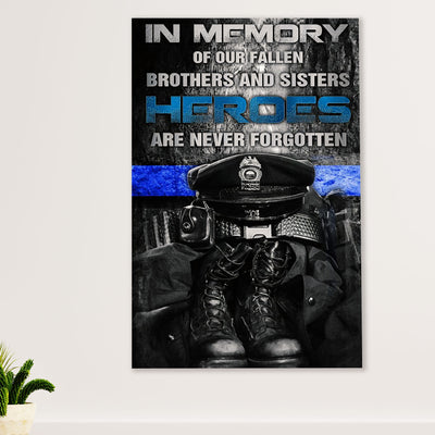 Police Officer Canvas Wall Art | Heroes Are Never Forgotten | Gift for Policeman