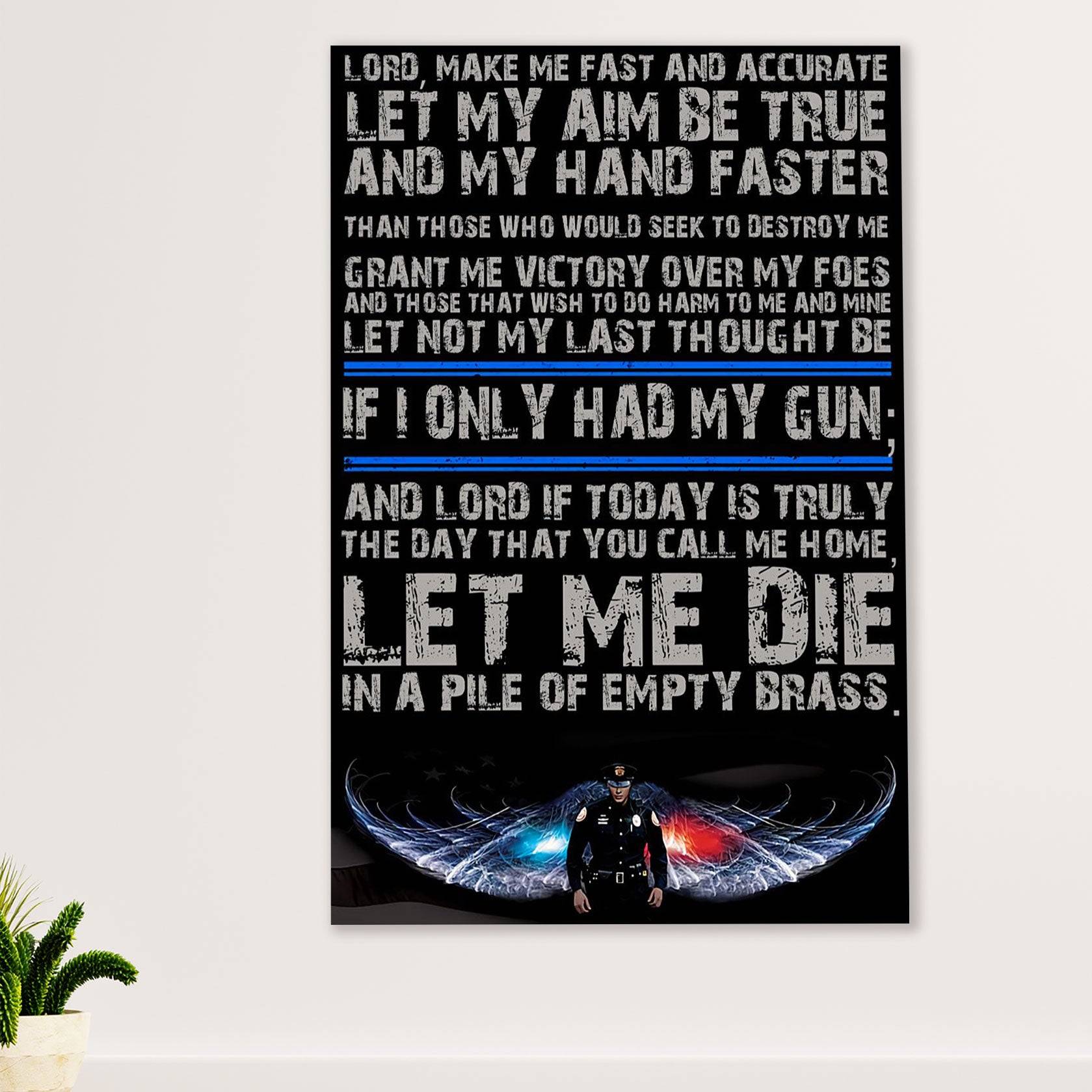 Police Officer Canvas Wall Art | Angel Wings Police | Gift for Policeman