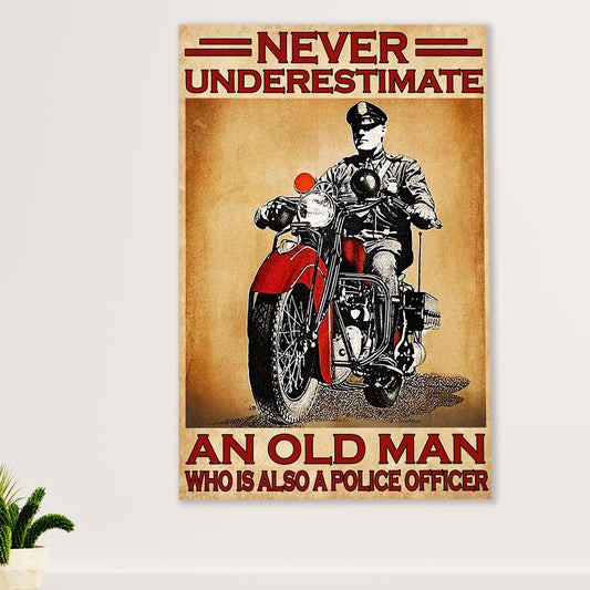 Police Officer Canvas Wall Art | Old Man Police Officer | Gift for Policeman