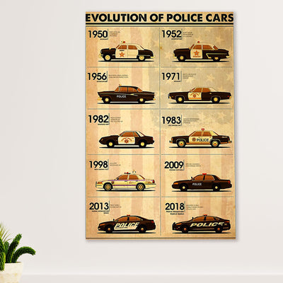 Police Officer Poster | Evolution Of Police Cars | Wall Art Gift for Policeman