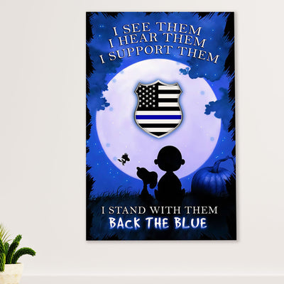 Police Officer Canvas Wall Art | Back The Blue | Gift for Policeman