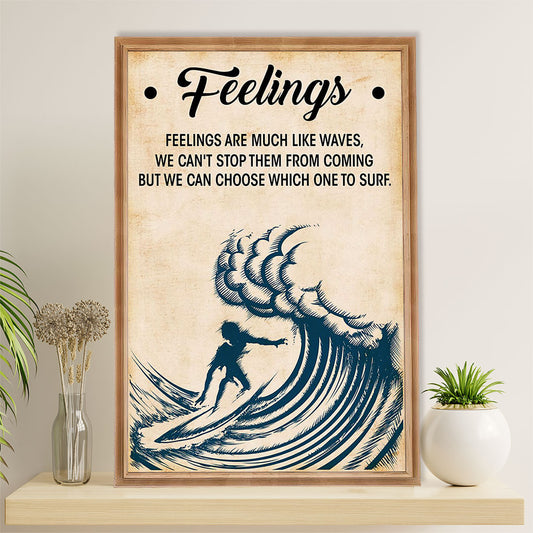 Water Surfing Poster Prints | Feelings Are | Wall Art Gift for Beach Surfer