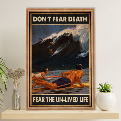 Water Surfing Poster Prints | Don’t Fear Death | Wall Art Gift for Beach Surfer